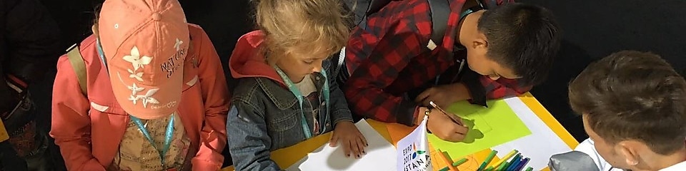 Children making drawing