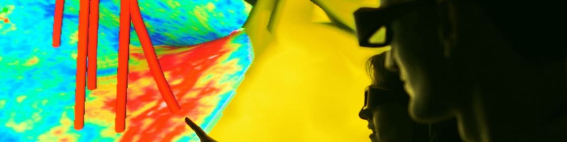 Сейсмограмма, отражающая направления стволов скважин, показывающая как можно интегрировать различные данные по геологии и геофизике